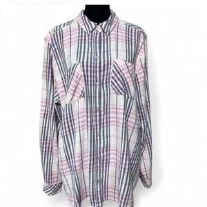 CROFT & BARROW Casual Women’s Pink Plaid Button Down Shirt With Pckets.XL.